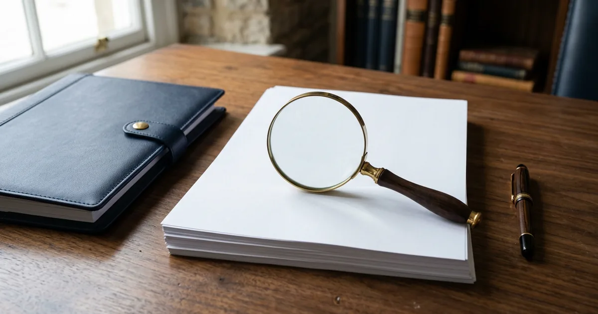 Does Your Agency's Insurance Cover a Harassment Tribunal Claim? A magnifying glass on a stack of documents beside a folder and pen