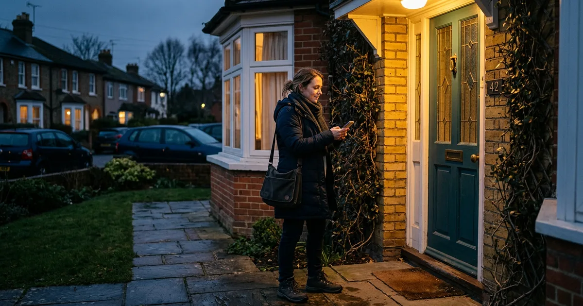 The Care Worker Visa Closure Is Changing Who Visits Alone A home care worker arriving at a residential front door in the early evening